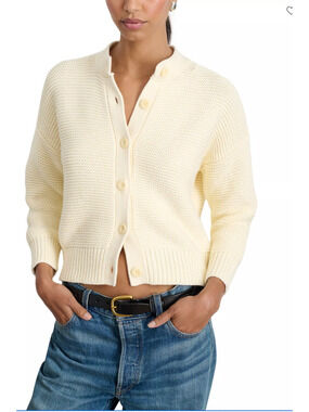 ALEX MILL NWT Evereve Nico Cotton Cardigan in Ivory // M